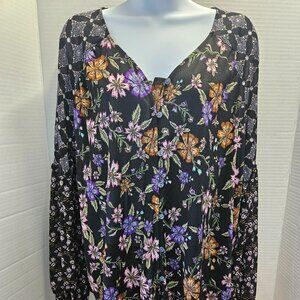 Style & Co Floral Long Sleeve Blouse, Large
